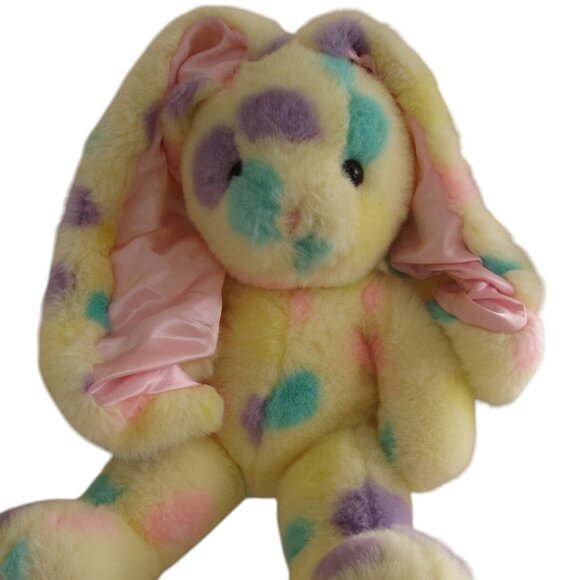 Commonwealth Easter Bunny Rabbit Yellow Plush Polka Dot Satin Ears Vintage 2001 - Picture 3 of 7